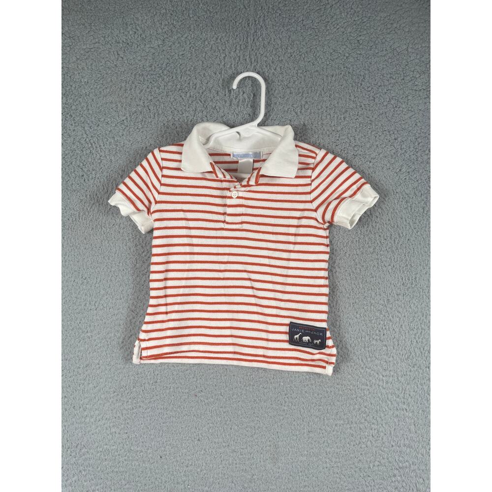 Janie And Jack Toddler Boys Size 18M-24M Orange Striped Polo Shirt